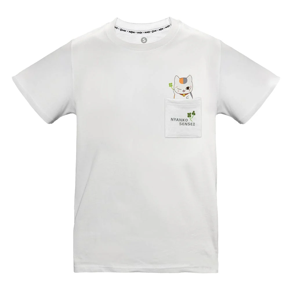 Nyanko Sensei Embroidered Pocket T-Shirt - Natsume’s Book of Friends (Unisex)