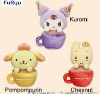 Sanrio Kuromi Pompompurin Chestnut Marshmallow Latte Plush Toy - 6 Inches - Image 2