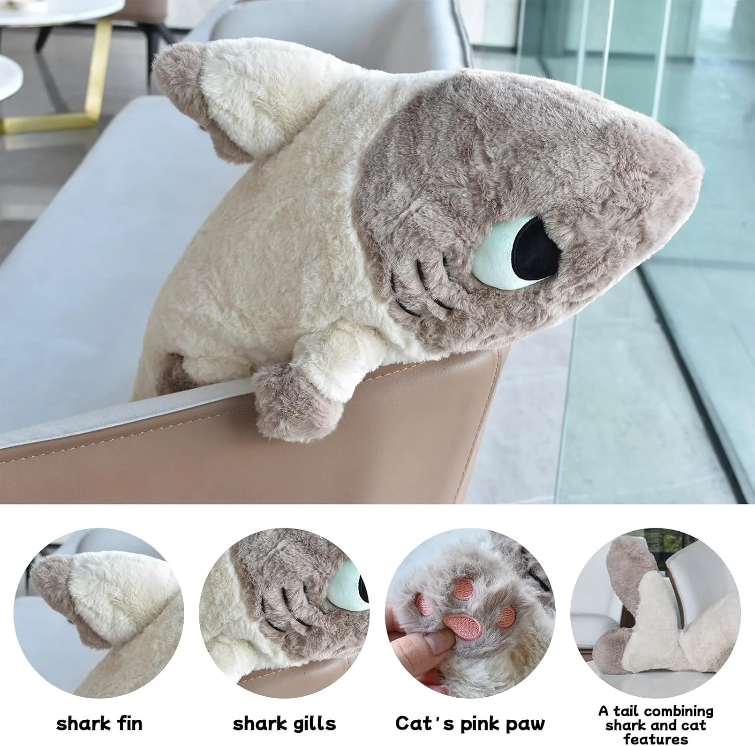 Sharkitty Shark Cat Plush Doll - Siamese Shark Cat (28 Inches) - Image 5